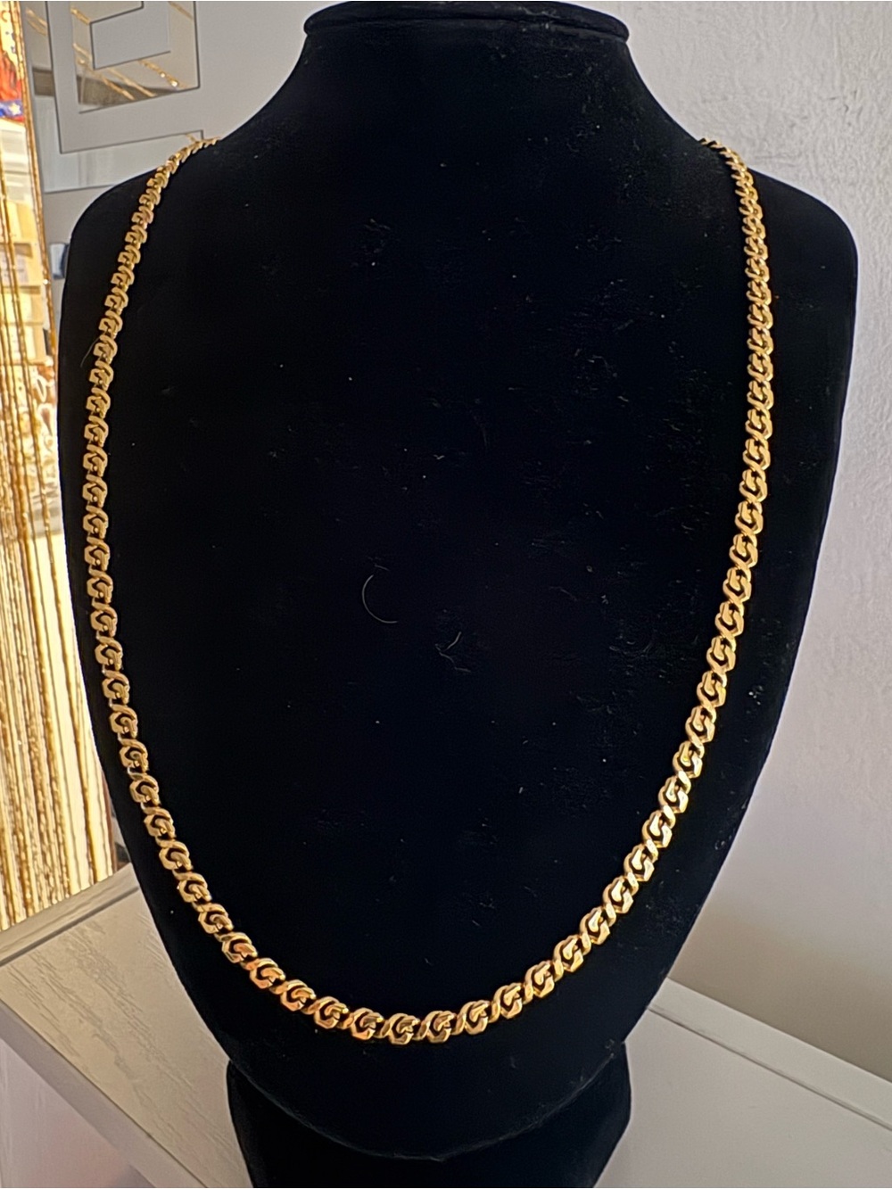 Givenchy Gold Tone Interlocking Link Necklace
